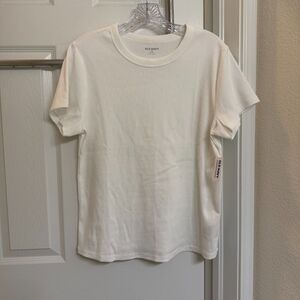 NWT Old Navy Snug Fit Rib-Knit Short Sleeve Tee White Size XL Tall